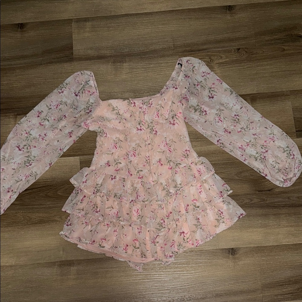 Forever 21 Floral Pink Sheer Blouse